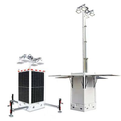 Cuboïde mobiele cctv-eenheid zonne-lichttoren met 4 * 50W LED 4 * 300W zonnepanelen