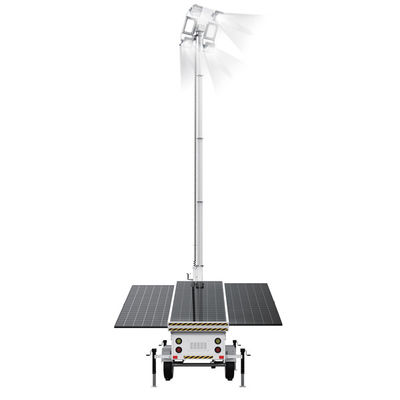 Draagbare zonne-lichttoren met 400W LED-lampen 3*460W zonnepaneel voor mijnverlichting