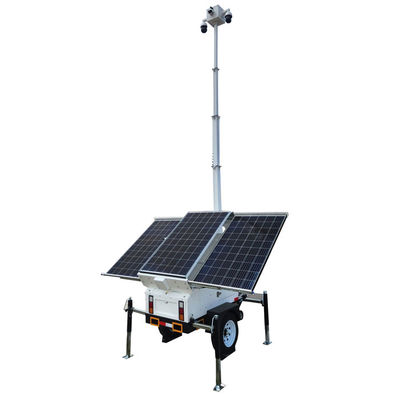 24/7 mobiele zonne-camera trailer met camera's voor externe bouwlocaties