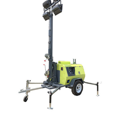Sterk uithoudingsvermogen mobiele diesel 9m telescopische mast lichttoren Voor wegbouwverlichting