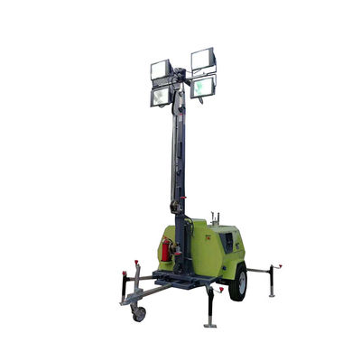 Gemakkelijk te bedienen 9 meter hoge mast Diesel Generator Light Trailer Voor Warehouse Monitoring