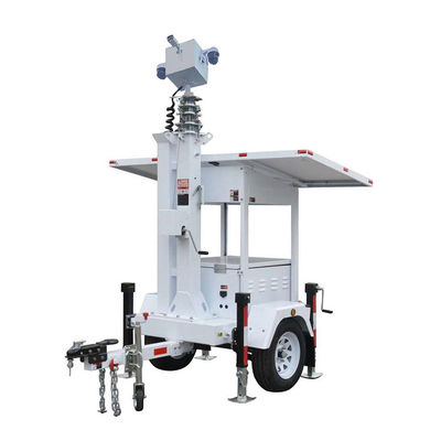 Steady operation Mobile Surveillance Trailer Draagbaar zonne-energiesysteem Cctv toren voor outdoor expositie monitoring