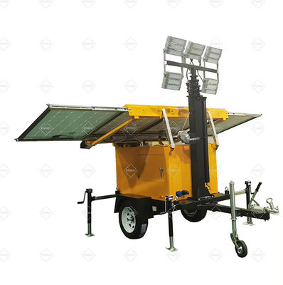 Draagbare zonne-trailer gemonteerd 4 * 100W LED-lampen voor chemische industriële parken Verlichting