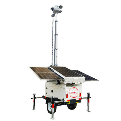 Zonne-Cctv-trailer met 6 meter handmatige mast voor de bewaking van bouwterreinen
