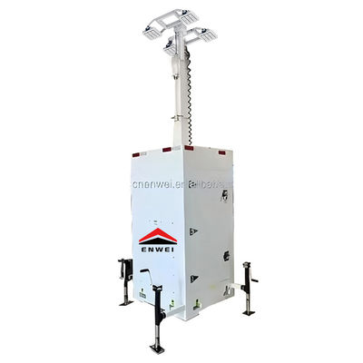 Compacte structuur Mobiele LED-verlichtingstoren gemonteerd 4 * 100W LED-lampen voor tijdelijke verlichting