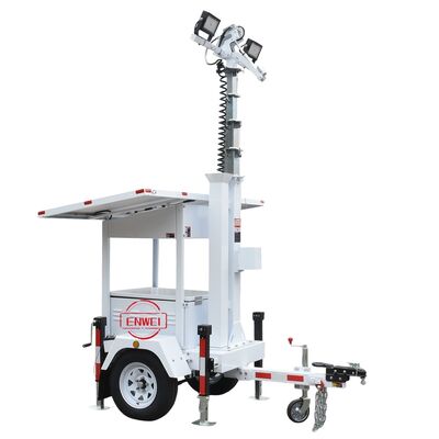 Snel inzetbare beveiliging op zonne-energie aanhanger met 2*435W zonnepanelen voor bouwplaatsen en commerciële panden