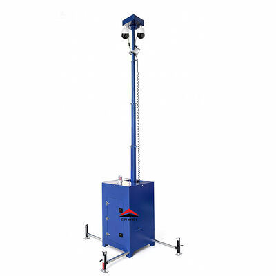 Compact Cube Design mobiele CCTV toren met 6m mast 200Ah batterij voor buiten evenementen