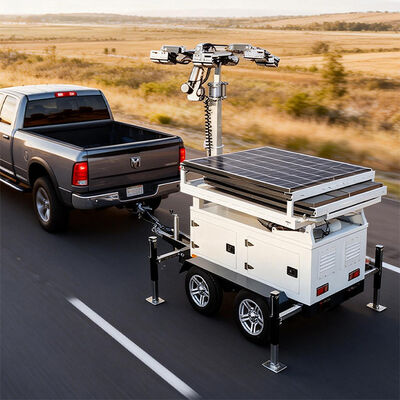 Zonnecamerabeveiligingtrailer met 8*300W zonnepaneel IP66 waterdicht behuizing voor bouwwerkzaamheden