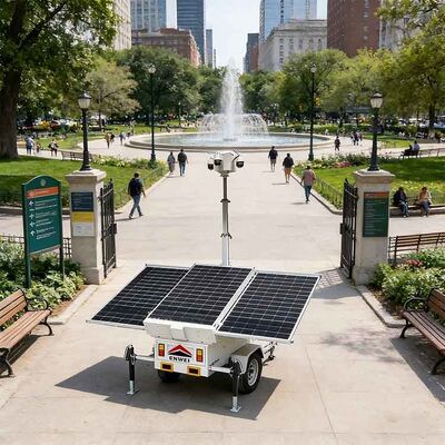 Grote zonnepanelen Beveiligingscamera Cctv-trailers Draagbare zonnecamera-trailers voor wegbewaking