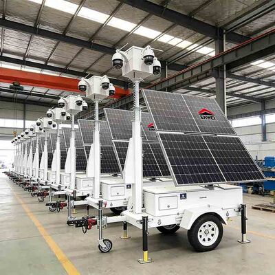 Brede kijkhoek zonnecamera CCTV-aanhanger Opvouwbare zonnepanelen beveiligingsaanhangers voor zakelijke tentoonstellingsbewaking