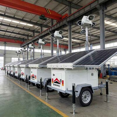 Zelfbediening Mobiele beveiligingstrailer CCTV-trailers op zonne-energie voor fabrieksbewaking