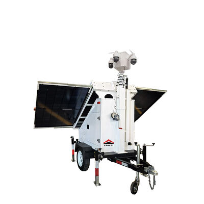Solar-Powered Surveillance Trailer Mobile Outdoor Security Camera System Trailer Outdoor Applications