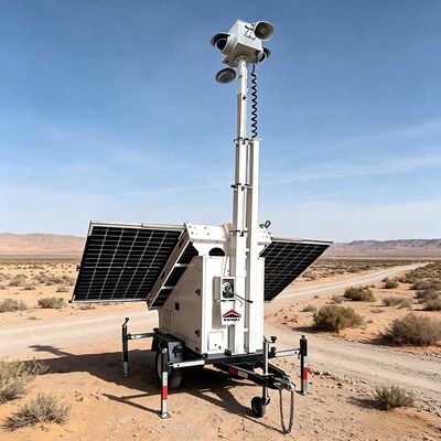 Draagbare zonnepanelen Beveiligingstrailers Verplaatsbare bewakingstrailer op zonne-energie voor monitoring in afgelegen gebieden