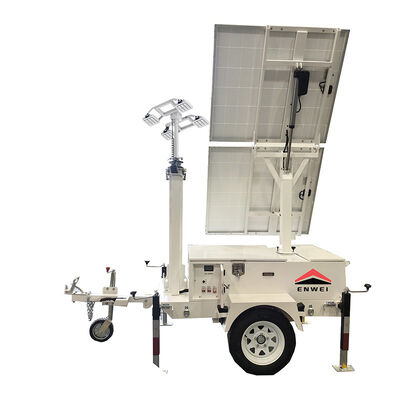 Off-Grid mobiele zonne-licht toren trailer met opvouwbare zonnepanelen voor bouwplaats verlichting